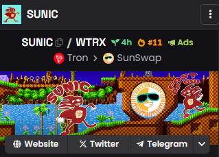 As promised we are continuing the push for the top 10 on dexscreener, which will soon be achieved. Our team is making sure of it ✅

$SUNIC is the fastest boii on #TRON 📊