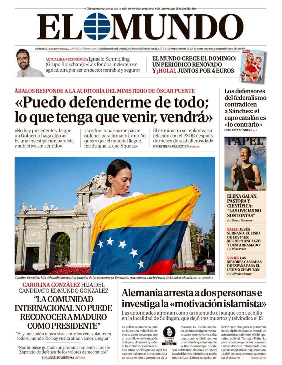 📰 Portada de EL MUNDO del domingo 25 de agosto 

Ya disponible en Orbyt y en la edición digital con la mejor información