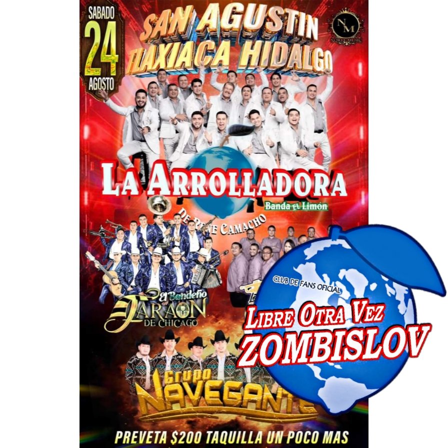 🔊 HOY SÁBADO 2️⃣4️⃣ DE AGOSTO 
 La  A R R O L L A D O R A
Banda El Limón de Don René Camacho 🕺🏻💚🍋 se presenta en:

 ▪️SAN AGUSTÍN TLAXIACA, HIDALGO 🇲🇽📍🌏  

Presentando el Tour:

♦️" AQUÍ HAY PARA LLEVAR "🕺🏻✨💚🍋

#Arrolladora 🤤🕺🏻❤️ 
#ZombisLOV 🍋 💚 
#SomosArrollaFans ✋🏻🍋