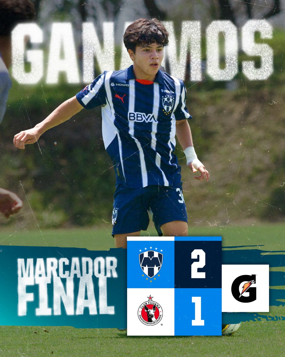 Rayados_FB's tweet photo. ⏱ | #Sub15 | 90' | #MTY 🤠 2 - 1 🐕 #TIJ |

¡FINAAAAL DEL ENCUENTRO! ¡EL TRIUNFO SE PINTA DE AZUL Y BLANCO!  💙🤍

⚽️ Xavier Torres
⚽️ Emerson López

@gatorademex https://t.co/UY0DHgYRi5