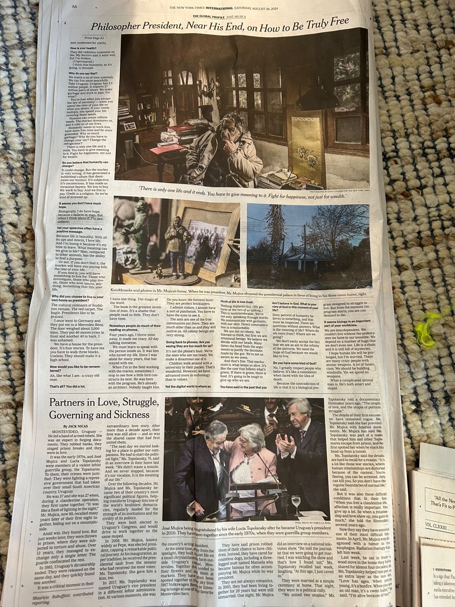 Guga Chacra (@gugachacra) on Twitter photo Uma lição de vida a entrevista do Pepe Mujica ao correspondente <a href="/jacknicas/">Jack Nicas</a> do NYTIMES. Também vale ler a reportagem da história de amor dele e da mulher na mesma página. Segue foto da edição impressa. Vale ler no site tb Uma lição de vida a entrevista do Pepe Mujica ao correspondente <a href="/jacknicas/">Jack Nicas</a> do NYTIMES. Também vale ler a reportagem da história de amor dele e da mulher na mesma página. Segue foto da edição impressa. Vale ler no site tb
