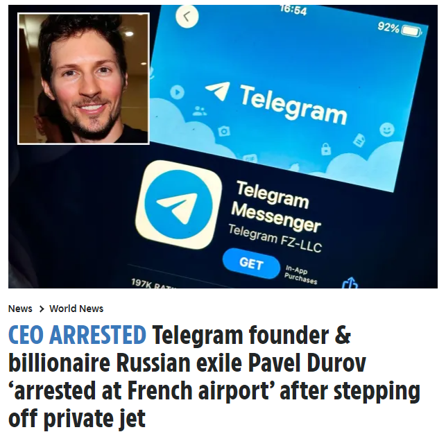 Telegram Founder &amp; CEO <a href="/durov/">Pavel Durov</a> was arrested in France

$TON dumped on 15% in 1h

#freedurov
