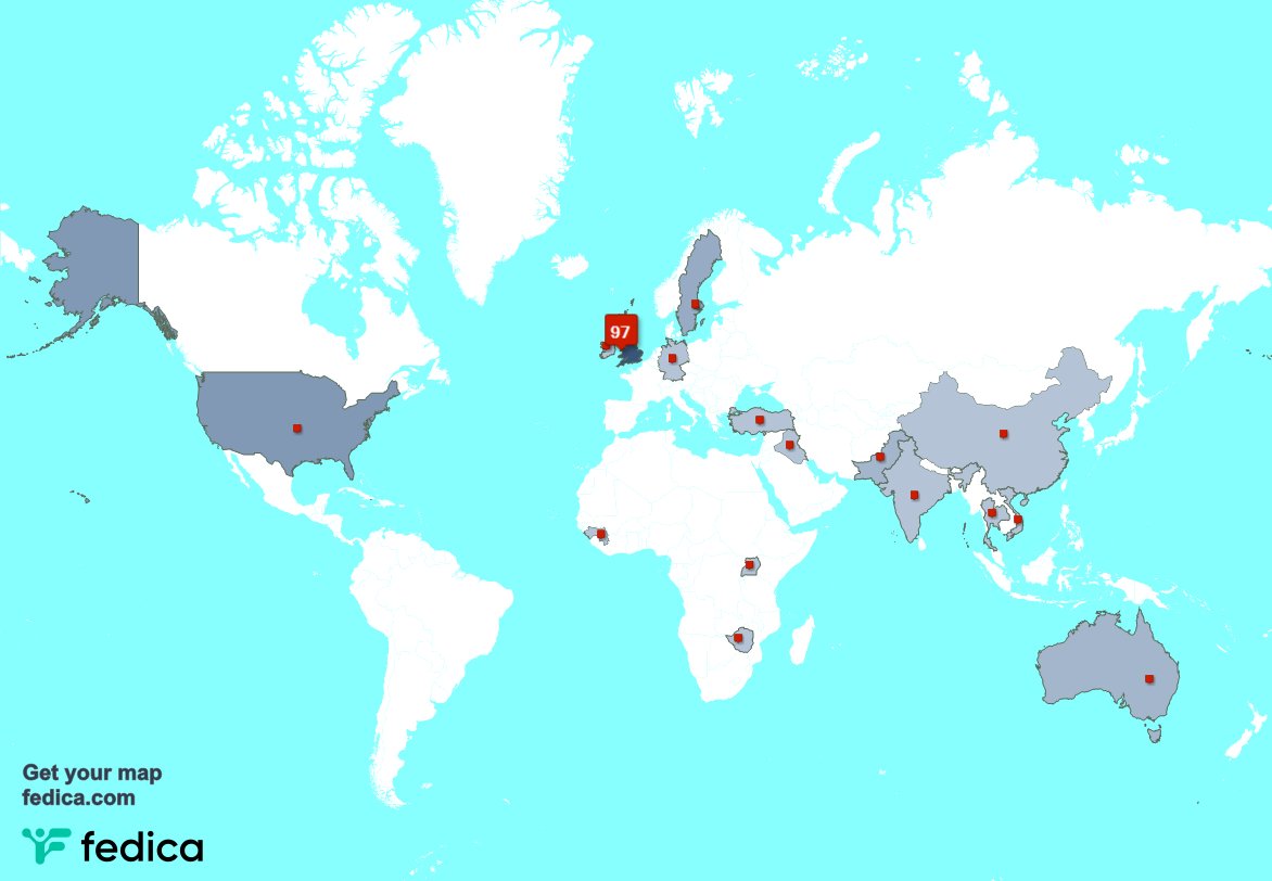 I have 1 new followers from UK. last week. See fedica.com/!QueensCoEURC