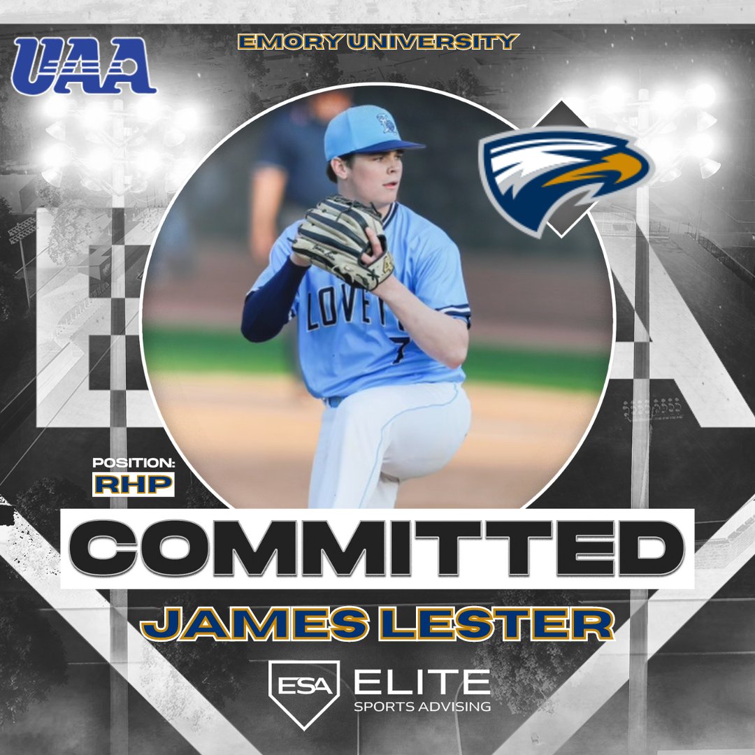 ‼️ The '25 RHP is staying in Atlanta! ‼️

Lovett ➡️ Emory

Congrats to our guy, <a href="/James_Lester5/">James Lester</a> on locking in his commitment to pitch for <a href="/EmoryBaseball/">Emory Baseball</a>!

<a href="/AlliDoisWren/">Jordan Wren</a> | #FlyHigher | #EliteSportsAdvising