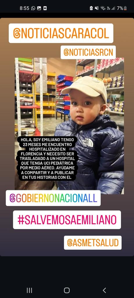 FernandaReina29's tweet photo. @NoticiasRCN https://t.co/ZqPP1JylID

Este bebé necesita de nosotros por favor!!!
Compartamos para que pueda ser trasladado desde florencia a neiva de forma a aérea. No te demoras en compartir.
Volvamos esto noticia nacional.

#SalvemosAEmiliano https://t.co/MXulY67aCZ