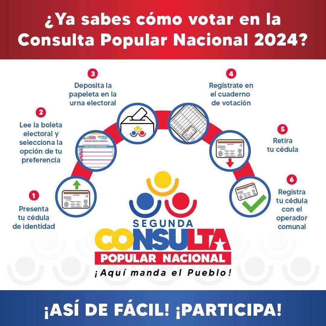 Mañana #25Ago Vamos todos con fuerza a participar en la Segunda Consulta Popular Nacional #2024, Apoyemos los proyectos de nuestras comunidades en esta excelente iniciativa del Presidente <a href="/NicolasMaduro/">Nicolás Maduro</a> en la que se eligen los proyectos a ejecutar
<a href="/FreddyBernal/">Freddy Bernal</a> 
<a href="/PartidoPSUV/">PSUV</a>