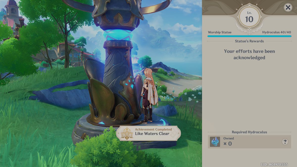 Afazha's tweet photo. Got Fontaine to 100% today. Remuria was amazing. I also got the Hydroculus 1 surplus after these screenshots. Clearing up all content of the current region on the final days is tradition atp. Thank you so much, Fontaine! It was so much fun.

Now, I am so ready for Natlan! https://t.co/0ZruKTSHom