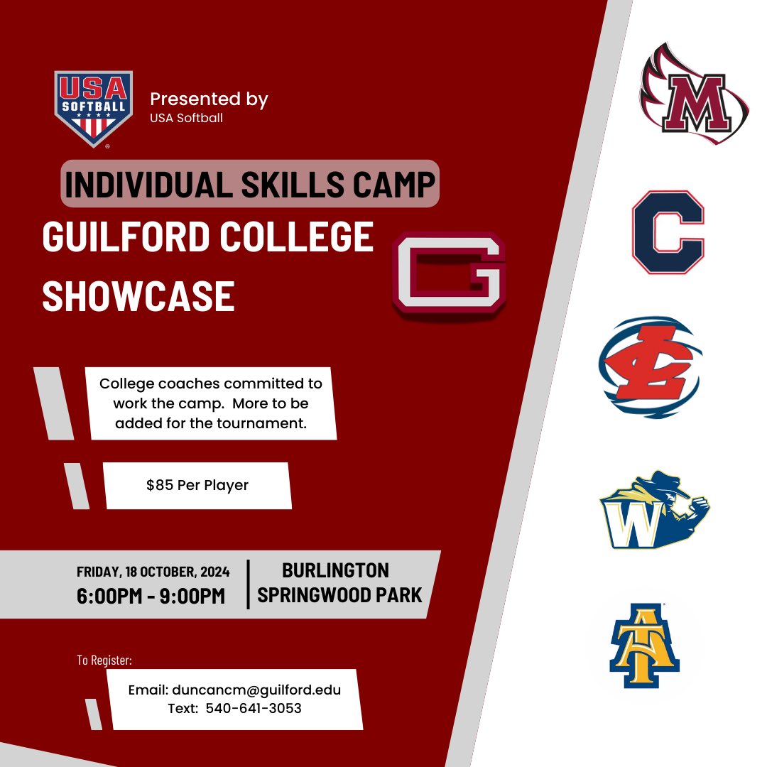 Thanks to all the athletes who came out &amp; made today’s Prospect Day great! A special thanks to my awesome group of girls &amp; staff for all of their help! If you missed out, you can join us &amp; some of our friends at camp in Burlington in October. Register @ guilfordsoftballcamps.com/individual-ski…