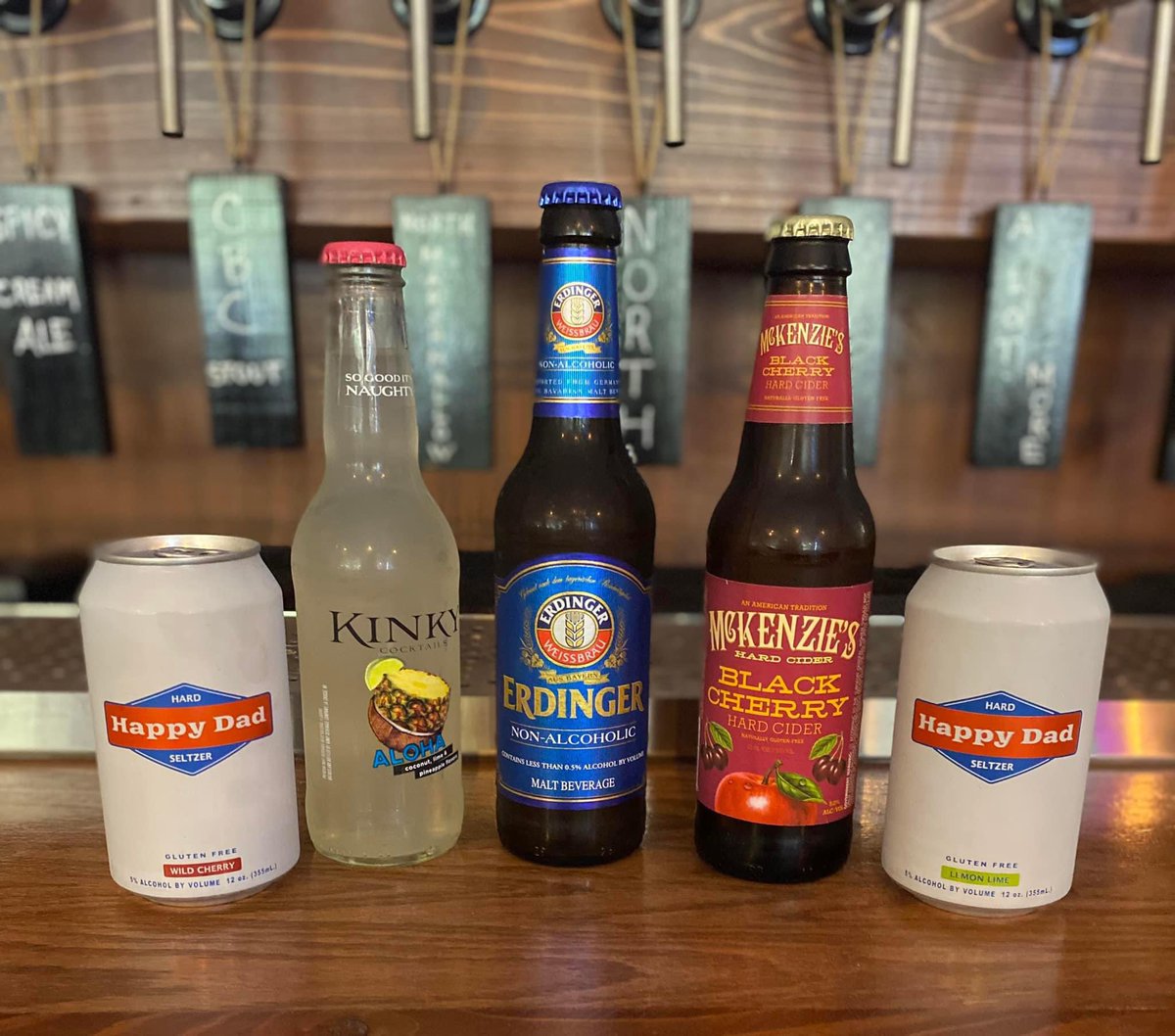 Check out our new additions…

Happy Dad Hard Seltzer
Kinky Cocktail Malt Beverage
Erdinger Non-Alcoholic Beer
McKenzie’s Hard Cider