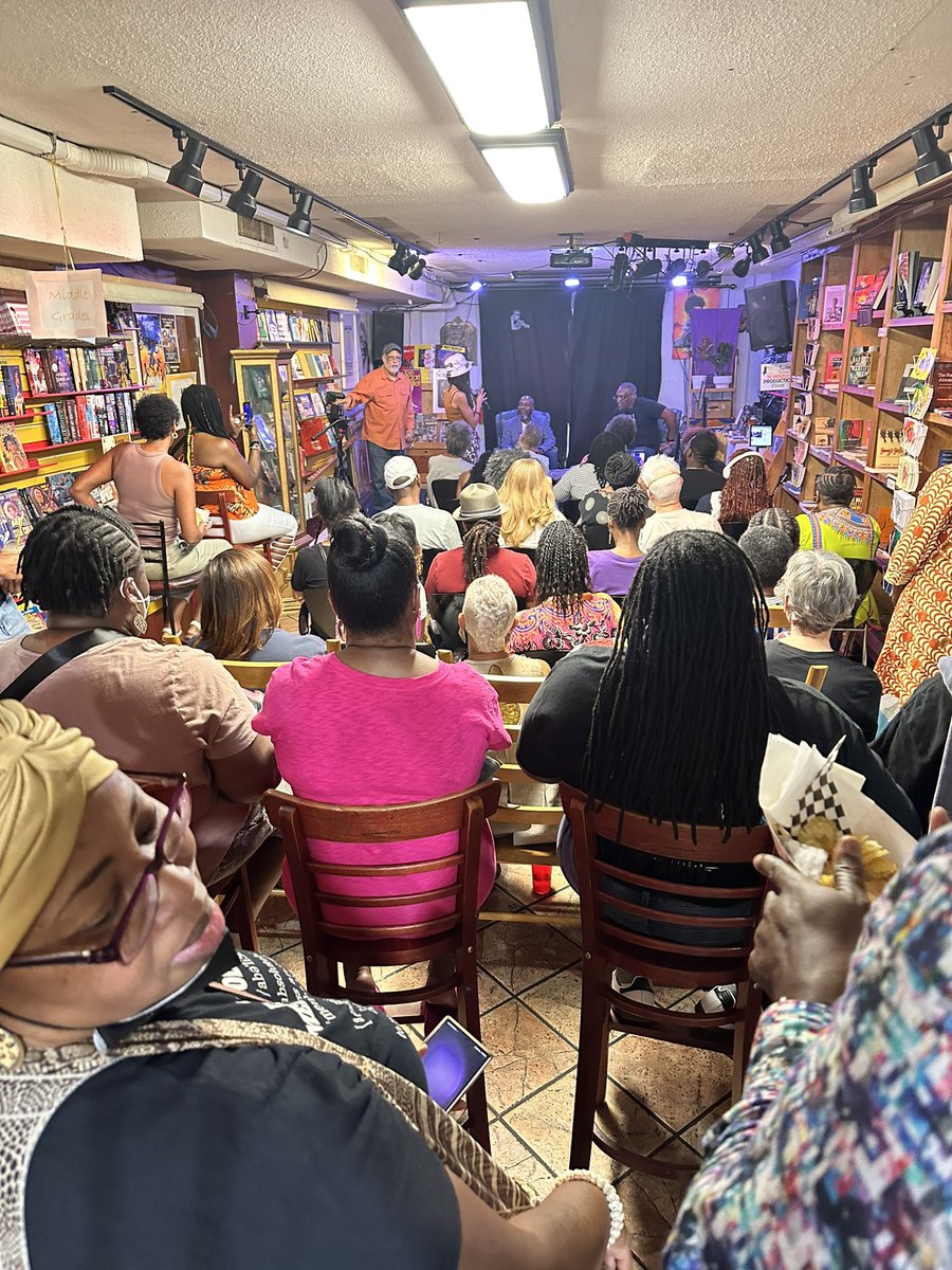TiffanyDCross's tweet photo. Listening to @michaelharriot give a book talk and man! #BlackAFHistory is amazing. I still haven’t finished. It’s like a Bible. Have yall read it? Are you reading it? It’s truly mind blowing. And I consider myself a pretty informed person. #Sankofa In conversation with @AfricanaCarr 🤎