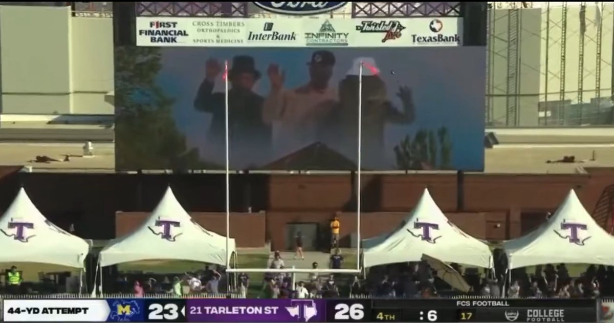 rodger's tweet image. McNeese State rallies back from a 19-point deficit, sets up for a game-tying field goal, and bricks it while staring down a Happy Gilmore screenshot. What a sport