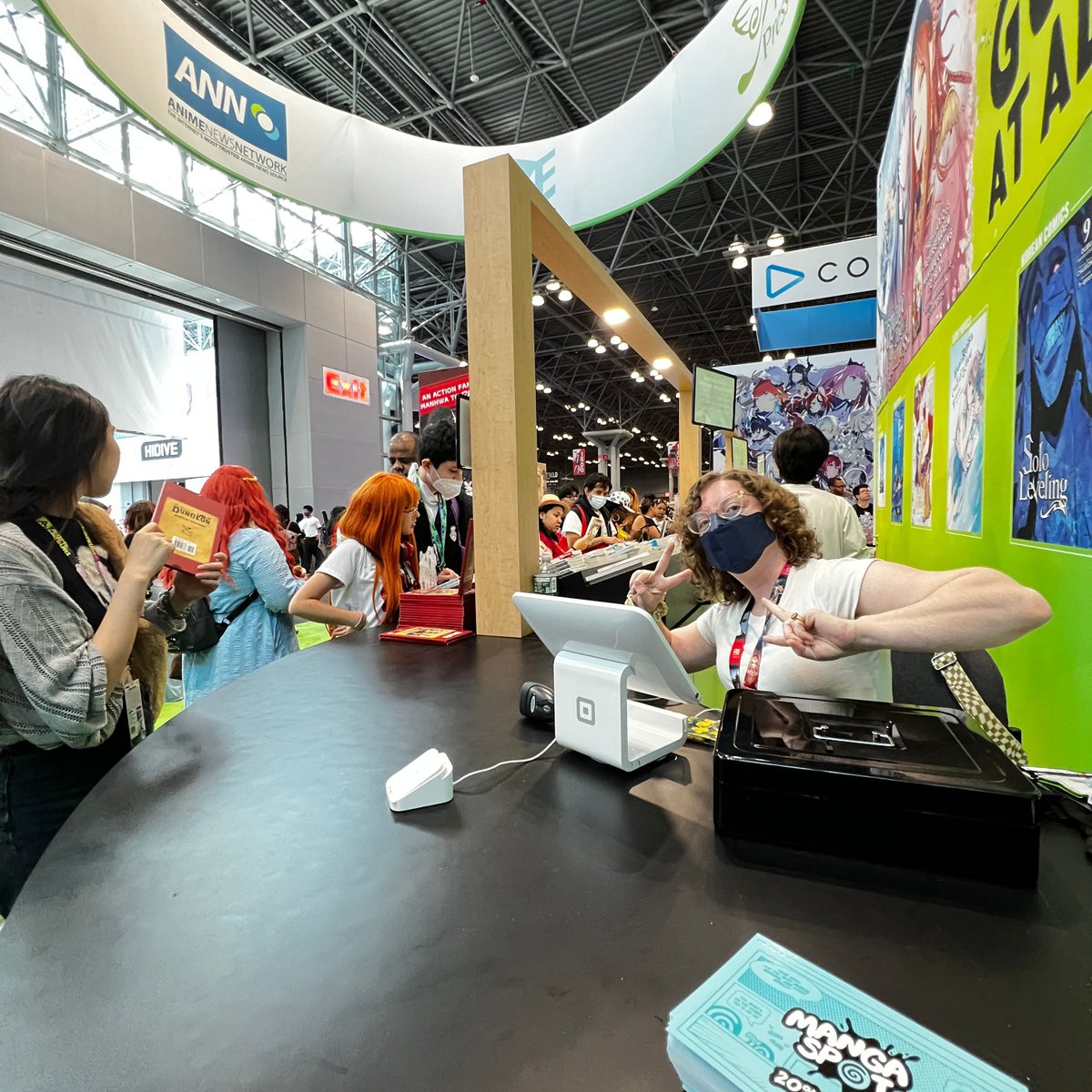 yenpress's tweet photo. Wow! Time flies when you’re having fun! 💕🕺

That’s a wrap for #ANYC Day 2 🎉 Make sure to hit up Yen Press Booth 1700 tomorrow for the final day of the convention! Who knows, maybe you’ll be able to score some last minute deals 👀 https://t.co/vVQpPFWPnO