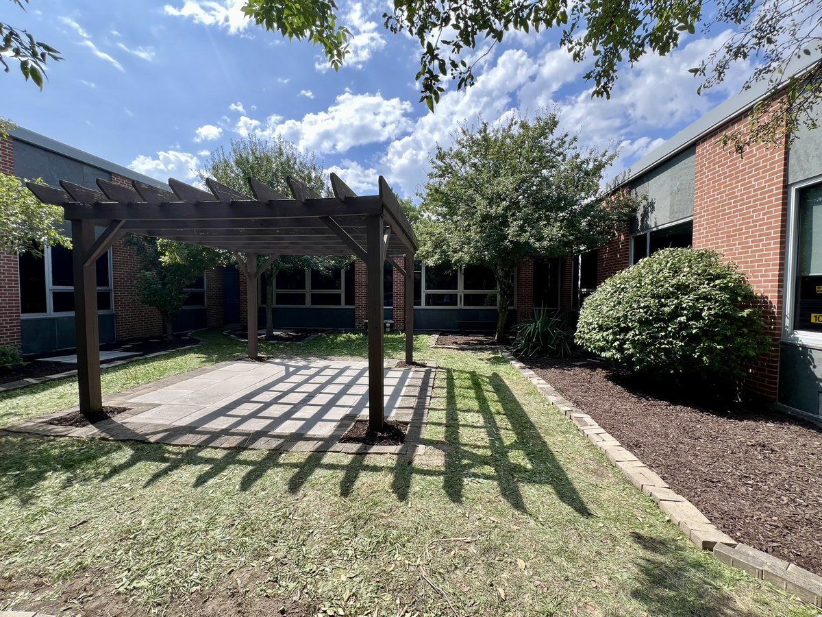 Phase I of the courtyard renovation is complete.  THANK YOU to those who came out to help today!