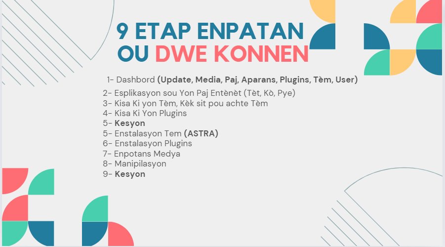 guensgraphics's tweet image. Demen Nou pwal chita esplike etidyan nou yo, 9 pati sa yo
Tem ak Plugins
Se 2 gwo zam, nan zafè kreye sit entènèt.
demen apre Kou a map vini ak premye sit nou kreye a 
#webfasil
