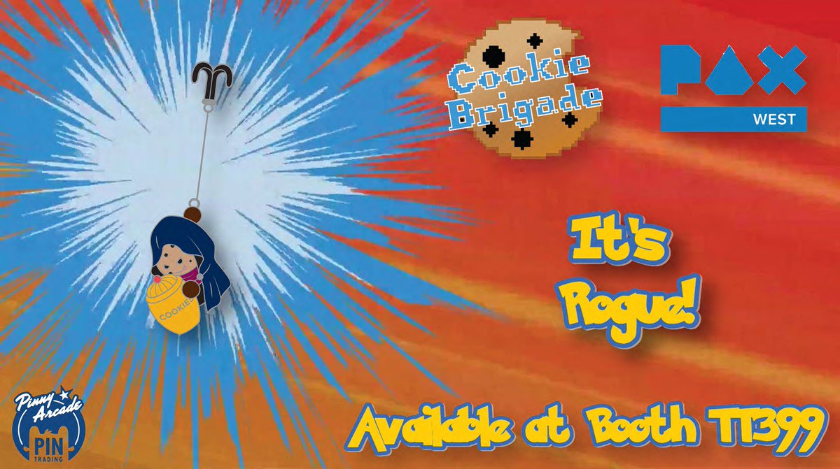 cookie_brigade's tweet photo. ...It's the Cookie Rogue! 

We're super excited to have the cookie rogue join our current party of pinny adventurers. Make sure to stop by booth TT339 in the summit building at #PAXWest to get yours! 

#PAX #PAXWest2024 #Cookies #CookieBrigade #PinnyArcade #Pinny #GoingRogue https://t.co/Ml0MKuHbbC
