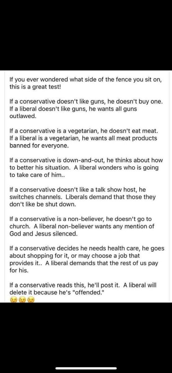 fitz52006's tweet photo. Take the Test. Are you a Conservative or a Liberal? Let everyone know. https://t.co/JtmksepmlE