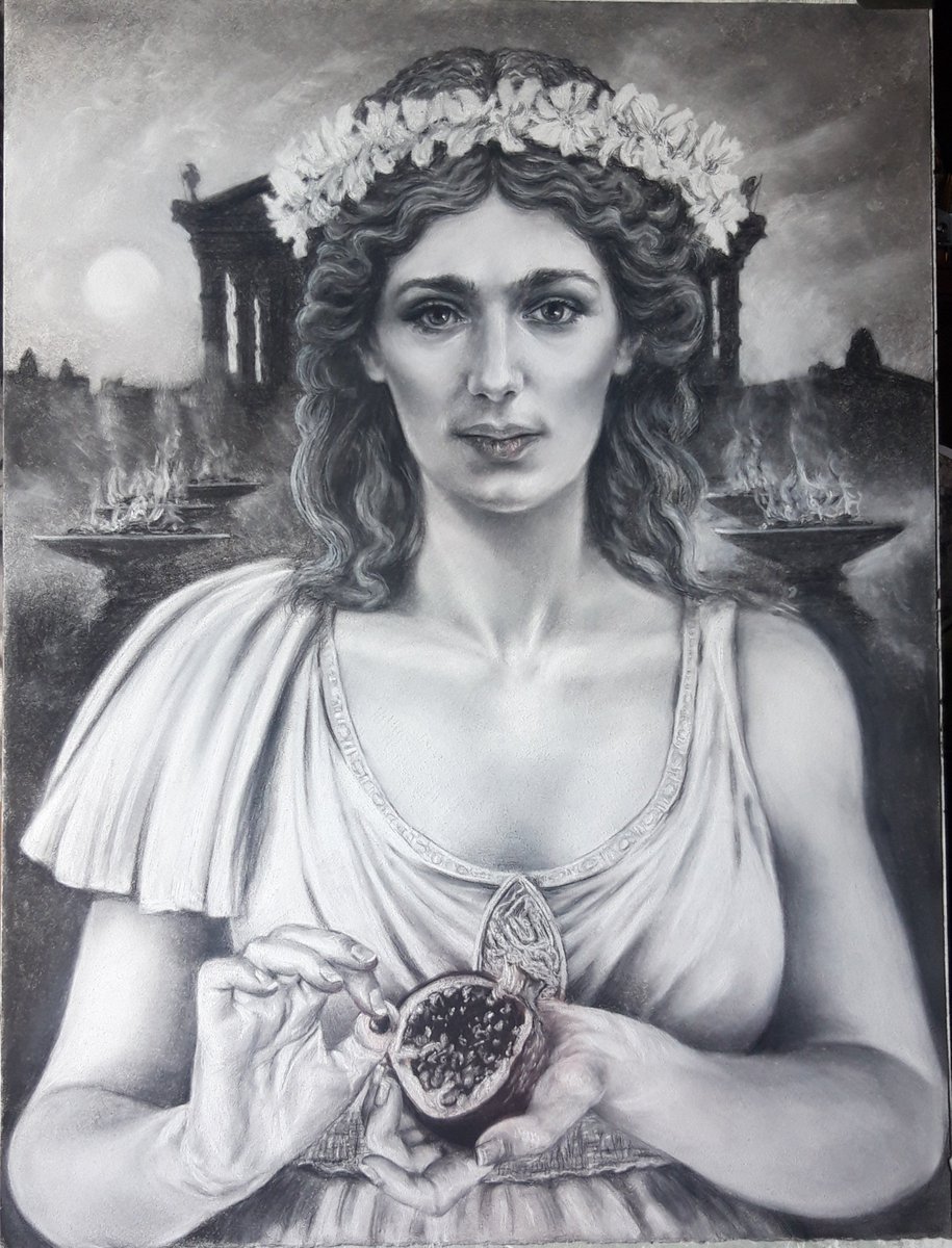 Persephone in the garden of Hades
Charcoal and chalk drawing 
87cmx57cm 
copyright 2024 gordonmscott