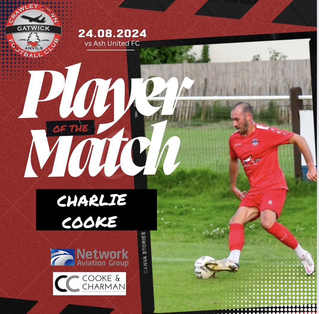 🚨MOTM🚨

Congratulations to <a href="/Cookie_C7/">Charlie Cooke</a> in todays match against <a href="/AshUtdFC/">Ash United FC</a> 💪🏻. Charlie played amazingly and was a huge contribution to the win. Great work.