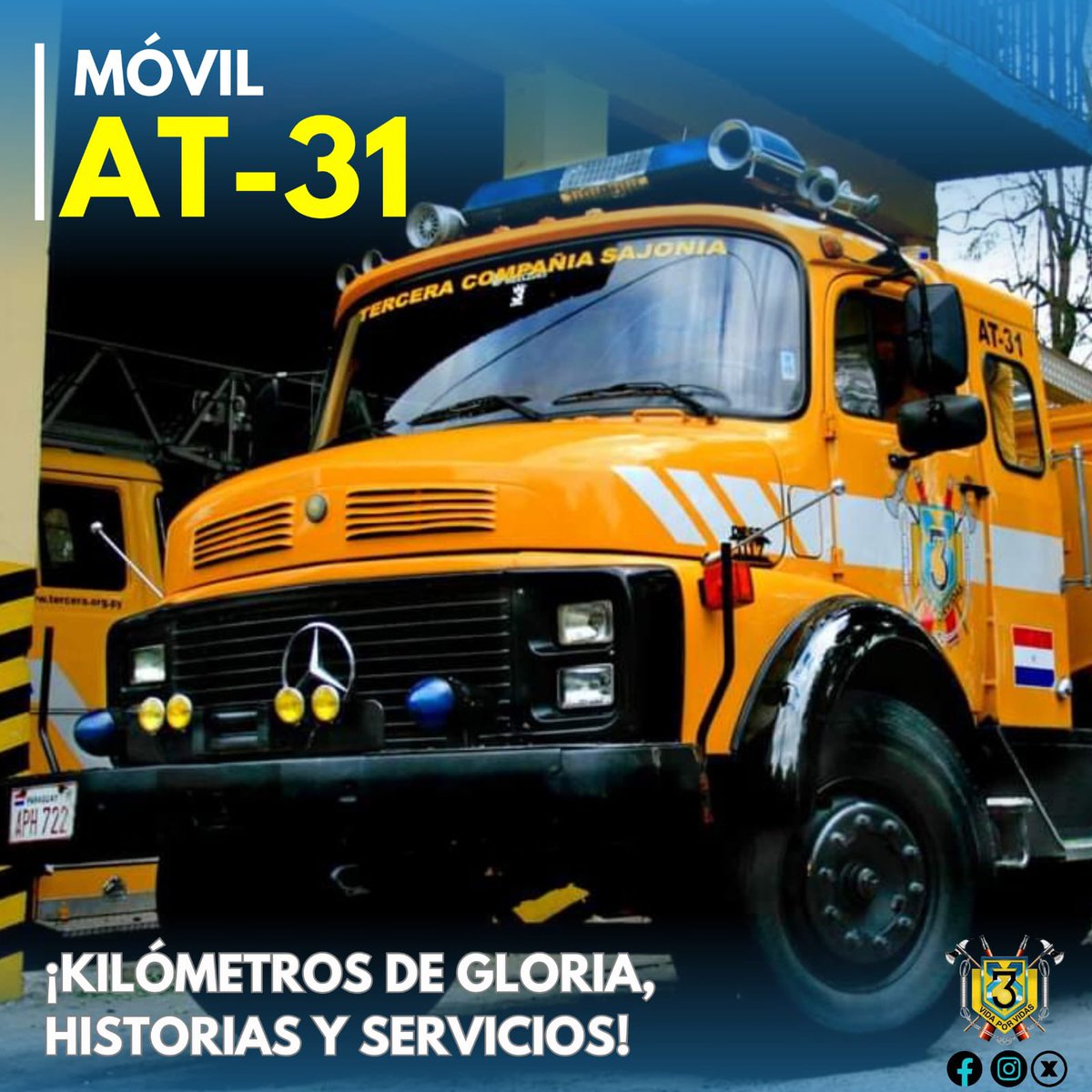 BomberosK3's tweet photo. ¡HASTA PRONTO AT31!🚒🚨
Hoy despedimos al querido AT31, un símbolo de servicio y valentía que durante años nos acompañó en cada emergencia. Su legado seguirá vivo en K112 Cnel. Bogado. ¡Gracias por todo, AT31! 🩵
#AT31 #K3 #CBVP #GLORIOSO https://t.co/0GmjzvWKGK