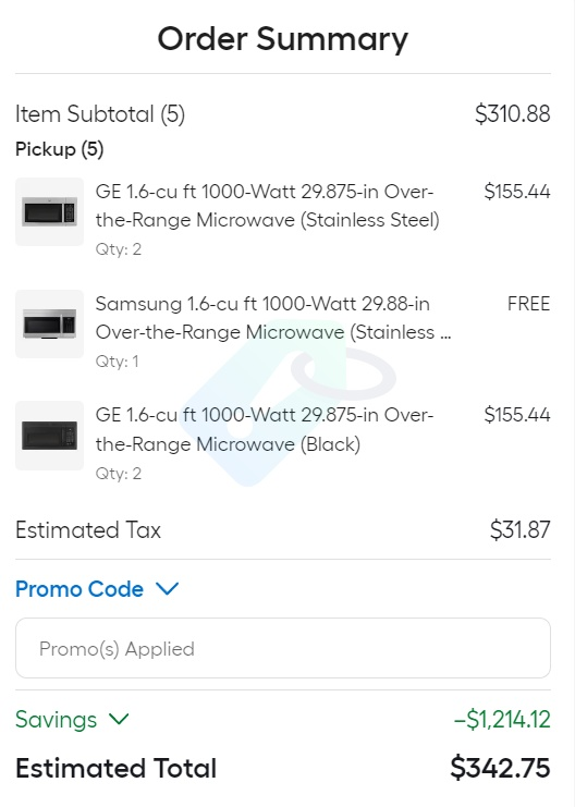Pricerrors's tweet image. MICROWAVES GLITCHING AT LOWES 

Must add a total of 5 microwaves to the cart.

Goal is to get the total as low as possible.  

lowes.com/search?searchT…