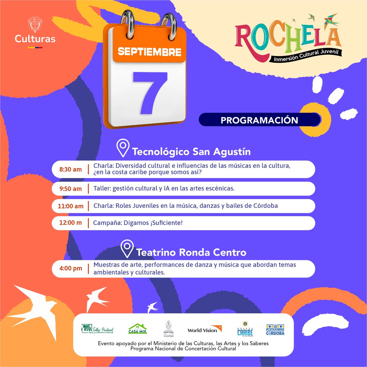 TallerProdesal's tweet photo. La cuenta regresiva ha comenzado para el emocionante Encuentro #Rochela2024, te invitamos a conocer la programación y participar de esta inmersión cultural. 🎨🖌🎶🥁🪇
¡Prepárate para crear recuerdos que durarán toda la vida!
#Cultura #Juventud #Rochela #Arte https://t.co/vYO5HRQV7a