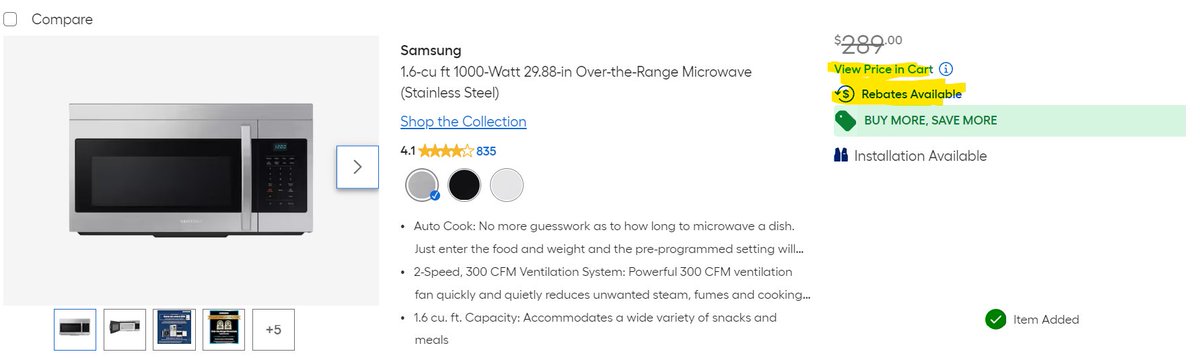 Pricerrors's tweet image. MICROWAVES GLITCHING AT LOWES 

Must add a total of 5 microwaves to the cart.

Goal is to get the total as low as possible.  

lowes.com/search?searchT…