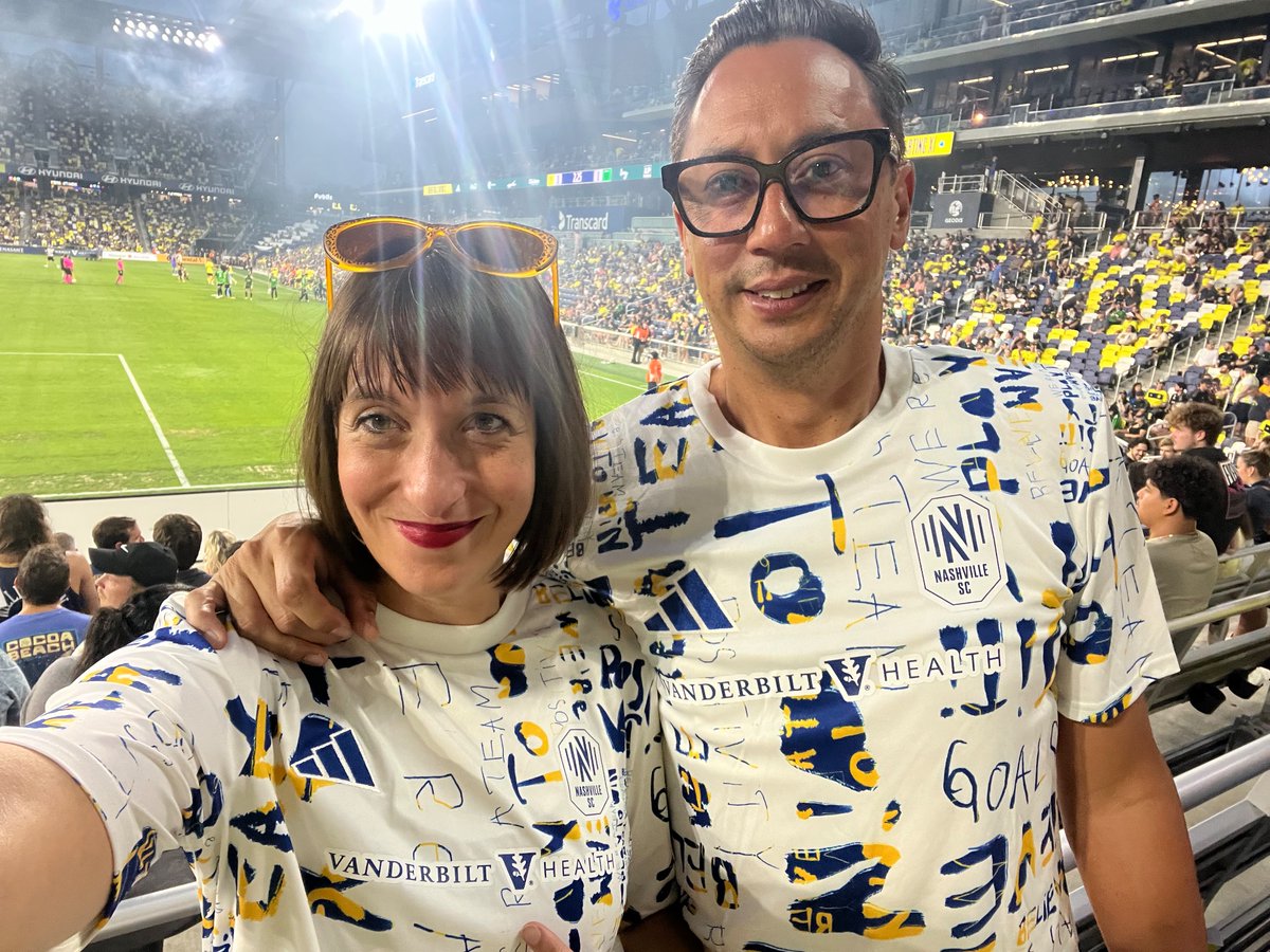 Lab outing to <a href="/NashvilleSC/">Nashville SC</a>. Robbie and I are excited to rep both Nashville and <a href="/VUMChealth/">Vanderbilt Health</a> with the same shirt! <a href="/Mackenzie_H_S/">Mackenzie Smith</a>