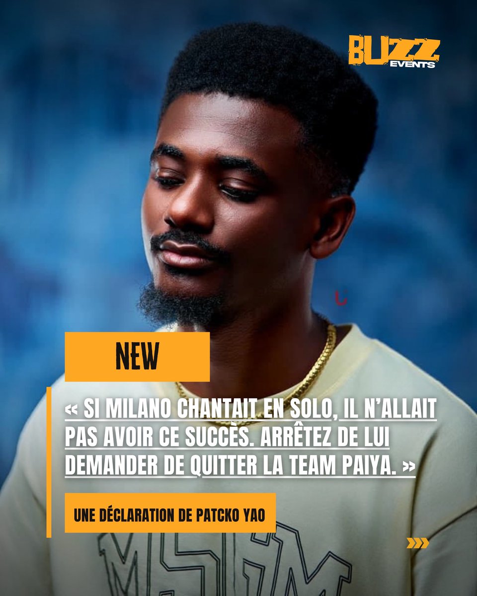Buzz_Events01's tweet photo. NEW 🆕 : L’influenceur Patcko Yao encense la toile en affirmant que : « Si MILANO chantait en Solo, il n’allait pas avoir ce succès. » 🤔

Êtes-vous du même avis ? 🫵🏾
#BuzzEvents #new  #music https://t.co/h2RMk62N40