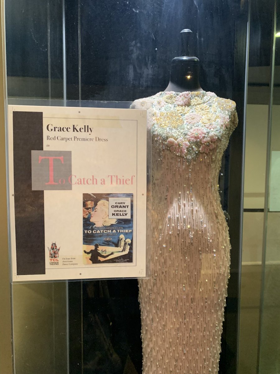 Grace Kelly's red carpet premiere dress for TO CATCH A THIEF on display at  TCMFF. #SummerUnderTheStars #TCMParty
