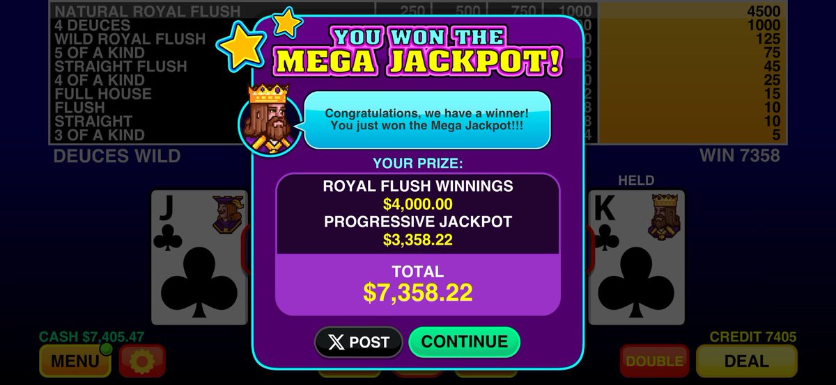 brandnewstack's tweet photo. I just hit the Mega Jackpot in Video Poker Classic and won $7,358.22! 💰🤩

👉 iOS: https://t.co/pXuqBdnbe9 
👉 GPlay: https://t.co/P7W4jOxeCO 
👉 Amazon: https://t.co/NXdoRxbHDA

#VideoPoker #Jackpot #HandPay https://t.co/XmcKilKv4s