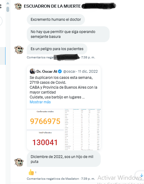 oscaratienza's tweet photo. Esto ocurre en el país de las libertades.
En un grupo de libertarios se organizan para amenazarme, agredir, insultar, parece que no les gustaron mis twitt donde hablo del millón de niños que se va a dormir sin comer.

ESCUADRON DE LA MUERTE SE LLAMA EL GRUPO, que organizan? la verdad dejen X amigos, inscríbanse en una Universidad, si es publica mejor y estudien, así dejan de hablar estupideces y destilar odio.

Cuando yo estaba en pandemia recomendando a la gente sobre salud uds estaban con la play.

Vean de juntar comida para los niños, van a dormir más tranquilos que insultando a un médico.

Si tienen algún problema de salud yo los atiendo si no tienen plata, no tengo odio para con nadie.

Espero que sus madres no lean esto que escriben a un médico, porque la chancla les va a volar por encima.

Por educación he borrado sus nombres, pero los tengo por si acaso.

saludos.