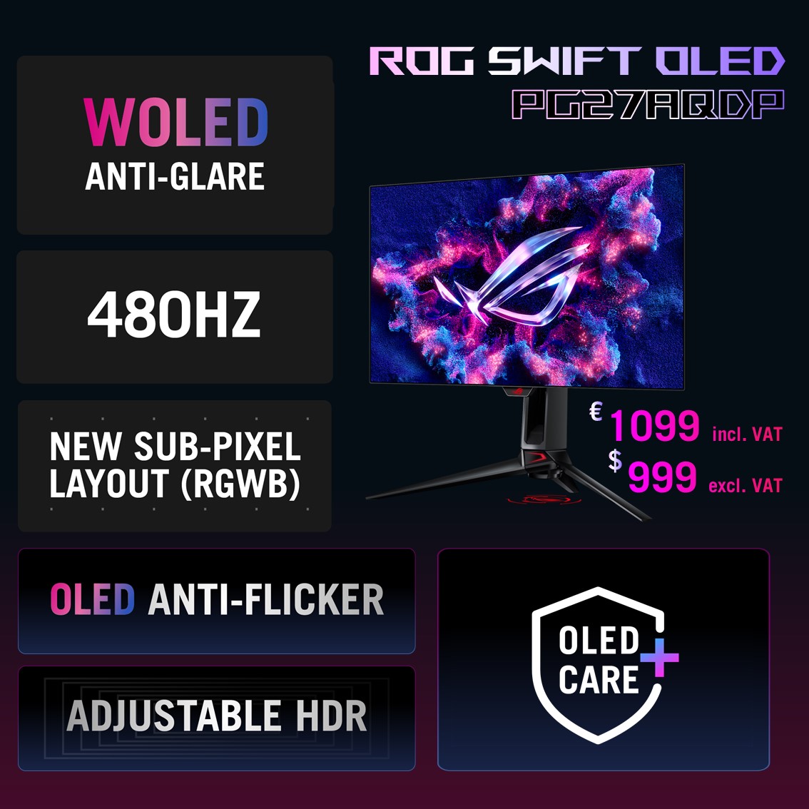 ASUS_ROG's tweet photo. ⚡Obsessed with speed and clarity?
The new #ROGmonitors at #Gamescom24 are lit!
✔️ROG Swift 360Hz #PG27AQNR, NVIDIA G-SYNC Pulsar
✔️480Hz ROG Swift OLED #PG27AQDP
✔️360Hz ROG Strix OLED #XG27ACDNG
Which monitor is calling your name?
@NVIDIAGEFORCE https://t.co/UrAWLfRwUT