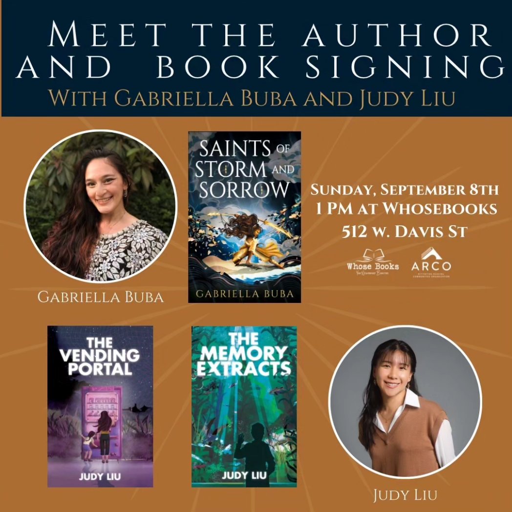 GabriellaBuba's tweet image. Sept 8 Sunday afternoon 1pm-3pn drop in anytime, I&apos;ll be at @whosebooks  with @JudyLiu doing a joint author signing and meet and greet.

Memory Extracts was one of the first books I was asked to Blurb and I&apos;ve been dying to do an event with Judy since! #texasbooktour