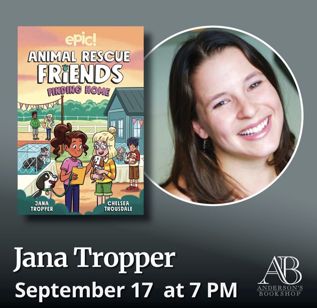 In the Chicagoland area? Join me at <a href="/AndersonsBkshp/">Anderson's Bookshops</a> to celebrate the release of ANIMAL RESCUE FRIENDS: FINDING HOME on September 17th! Tickets are available here: andersonsbookshop.com/event/jana-tro… Let me know if I'll see you! <a href="/amp_kids/">Andrews McMeel Kids</a> <a href="/epic4kids/">Epic for Kids</a> @litwitlow <a href="/ChelseaTrousda2/">Chelsea Trousdale</a> <a href="/smashpansy/">SMASHPANSY on bsky 🔜 Fanime AA 206</a>