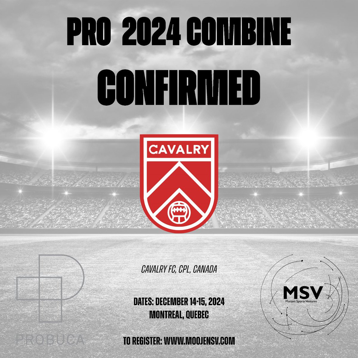 MoojenSportsV's tweet image. We are excited to announce that the CPL side Cavalry FC will be present scouting at our PRO combine in montreal December 14-15 🔝🤝

@cplcavalryfc @cplsoccer 

#MSV #PROCombine