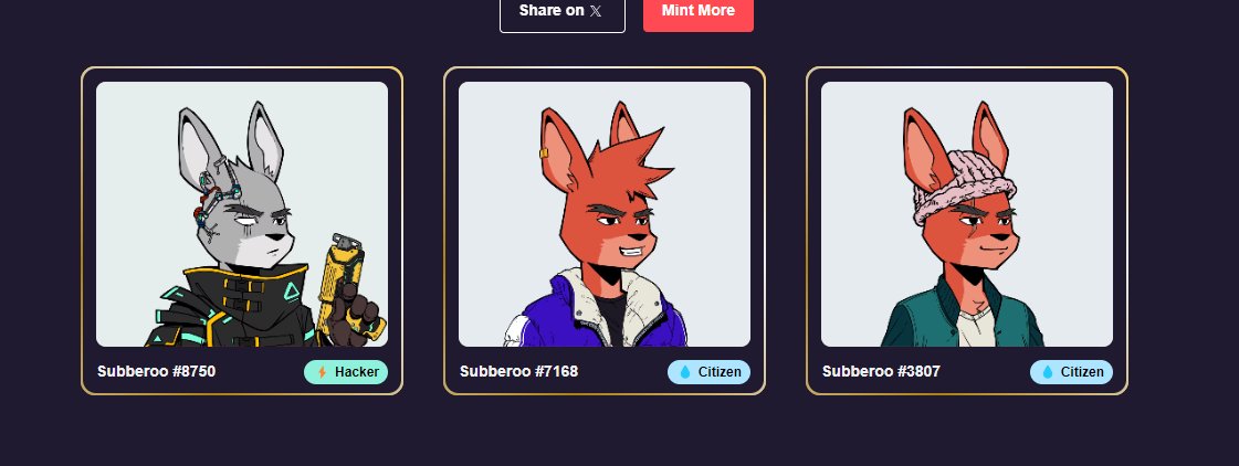 rancy1688's tweet image. I just minted a Subberoo! subber.xyz/mint @subberxyz @subberoos