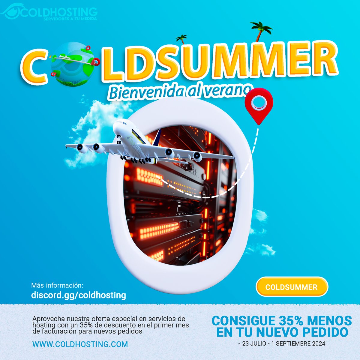 ColdHostingSL's tweet image. 🏖️ ¡Oferta de Verano en ColdHosting! 🏖️
35% de descuento en tu primer mes. 
Código: COLDSUMMER
🎯 Válido hasta 1 de sept.
🌍 Infraestructura en España
🔐 Anti-DDos 15TB/s
🎮 Filtros para FiveM, Minecraft, y más
🚀 ¡No pierdas esta oportunidad! 🌐
#vps #fivem @dedicados #españa