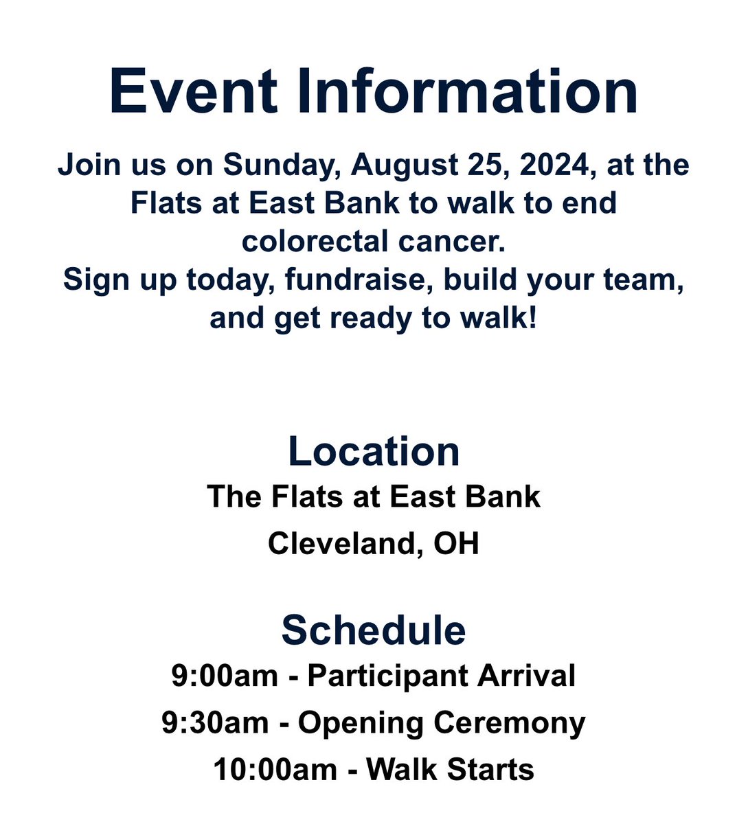 David Liska (@davidliskamd) on Twitter photo Join us tomorrow <a href="/CCAlliance/">Colorectal Cancer Alliance</a> Walk to End Colon Cancer!
Raise awareness and walk in support with patients, survivors, families, caregivers, and scientists.
<a href="/aakonc/">Alok Khorana, MD</a> <a href="/ScottRSteeleMD/">Scott R. Steele</a> <a href="/MRegueiroMD/">Miguel Regueiro</a> <a href="/MichelleKimMD/">Michelle Kim</a> <a href="/smitha42/">Smitha Krishnamurthi</a> <a href="/EmreGorgunMD/">Emre Gorgun</a> <a href="/davidrrosenmd/">David Rosen</a>
impact.ccalliance.org/event/2024-cle… Join us tomorrow <a href="/CCAlliance/">Colorectal Cancer Alliance</a> Walk to End Colon Cancer!
Raise awareness and walk in support with patients, survivors, families, caregivers, and scientists.
<a href="/aakonc/">Alok Khorana, MD</a> <a href="/ScottRSteeleMD/">Scott R. Steele</a> <a href="/MRegueiroMD/">Miguel Regueiro</a> <a href="/MichelleKimMD/">Michelle Kim</a> <a href="/smitha42/">Smitha Krishnamurthi</a> <a href="/EmreGorgunMD/">Emre Gorgun</a> <a href="/davidrrosenmd/">David Rosen</a>
impact.ccalliance.org/event/2024-cle…