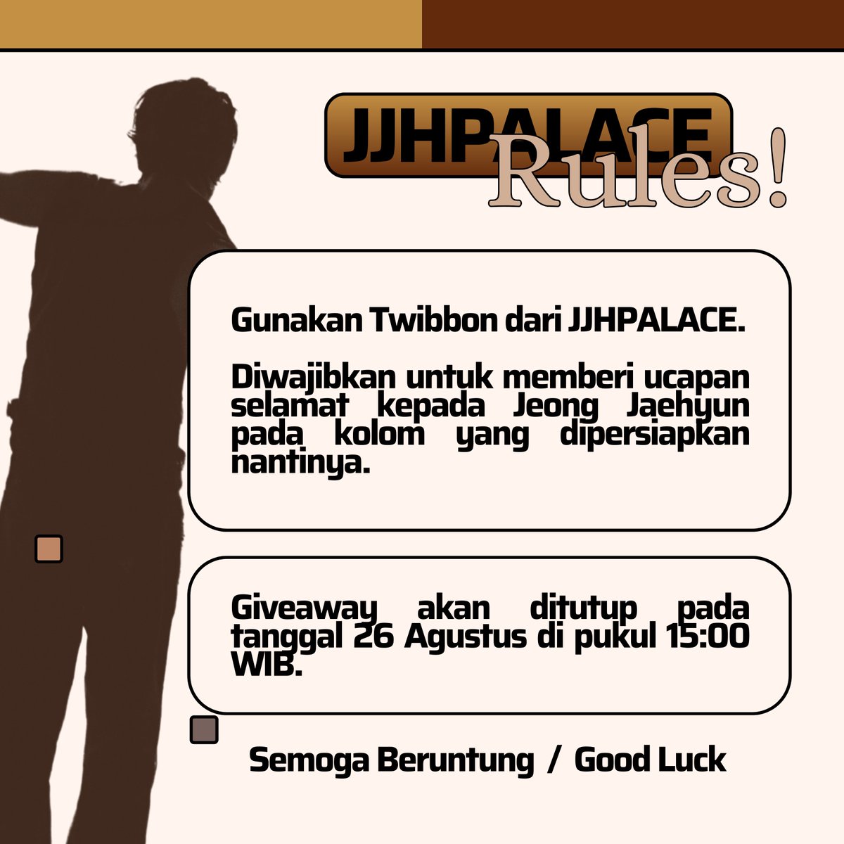 ⠀

Attention to all: It's a new era that blooms with smoke of crystallized flowers throughout the JJH PALACE grounds. As we celebrate this, we invite you to join our giveaway event. And don’t forget to  pay attention to the rules. Good luck on winning the prizes.