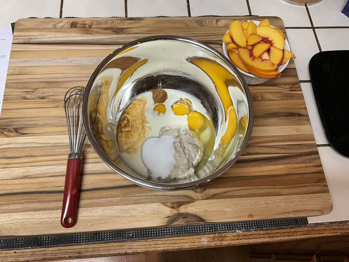 CWatsonJr's tweet image. I made my very first clafoutis today. It’s peach.