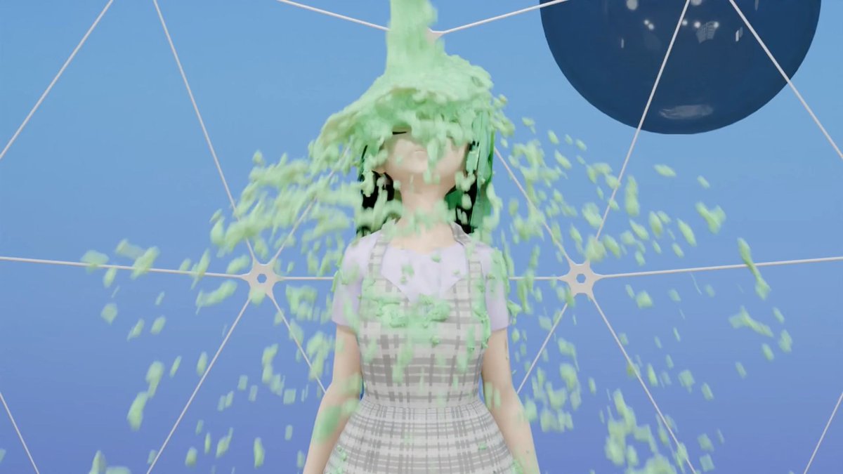 RdBd101's tweet photo. If you're not familiar with my work - hello! I'm RdBd and I make 3D anime skits featuring green slime gags inspired by a certain old kids' show, starring cute cast of characters. #ysdttg #slime #anime #gunge #comedy https://t.co/AnEaJuNasL