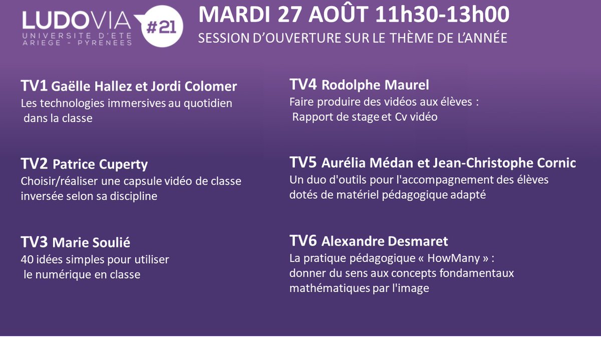 batier's tweet photo. Pour finir cette première matinée d' #Explorcamps #Ludovia21
Session d'ouverture 3éme Partie dans 30 mn
A 11h30 sous les halles
1-@dijpro @HallezG
2-@PatriceCuperty
3-@marie34
4-Rodolphe Maurel
5-@abeauval
6-@HowManyJeu https://t.co/uX6U3S6u55
