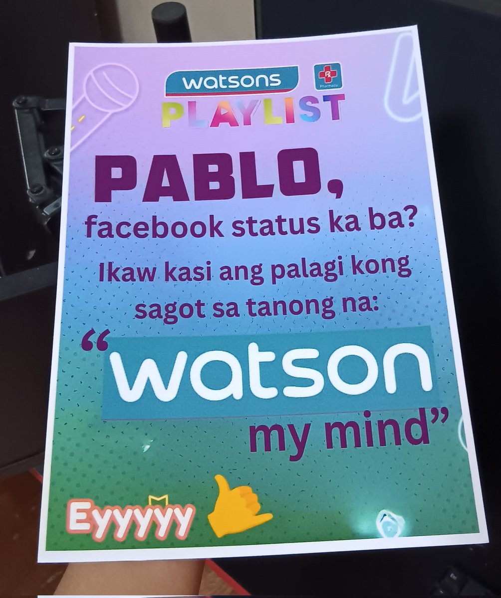 AlingBB_2018's tweet photo. @WatsonsPH Kahit di napili sa #WittyBanner, atleast nadala ko to. Sana palarin na sa Year 3.
#WatsonsPlaylist2024 https://t.co/pA56PhfPGQ