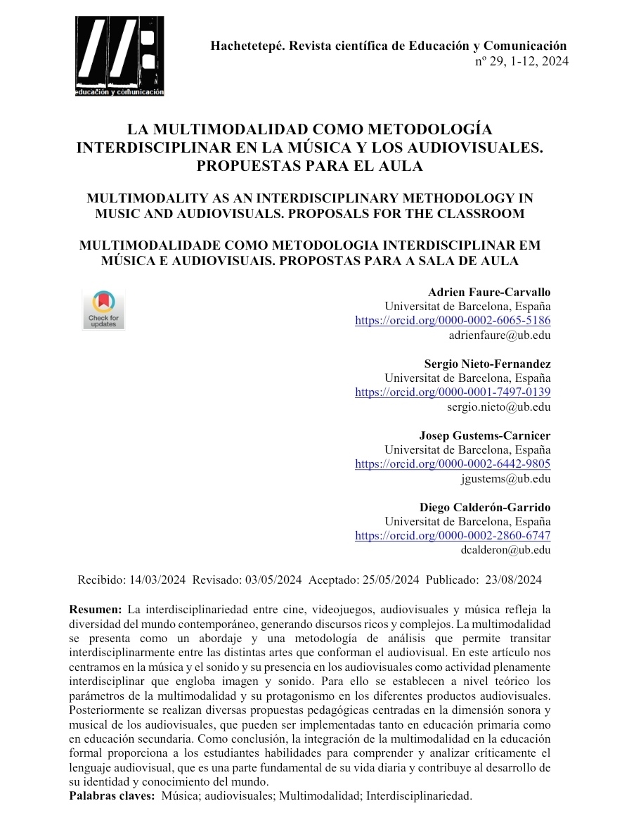 Por si a alguien le interesa, aquí tenéis el enlace a nuestro último artículo: "La multimodalidad como metodología interdisciplinar en la música y los audiovisuales. Propuestas para el aula"
revistas.uca.es/index.php/hach…
@EsbrinaRecerca
<a href="/ire_ub/">IREUB</a>