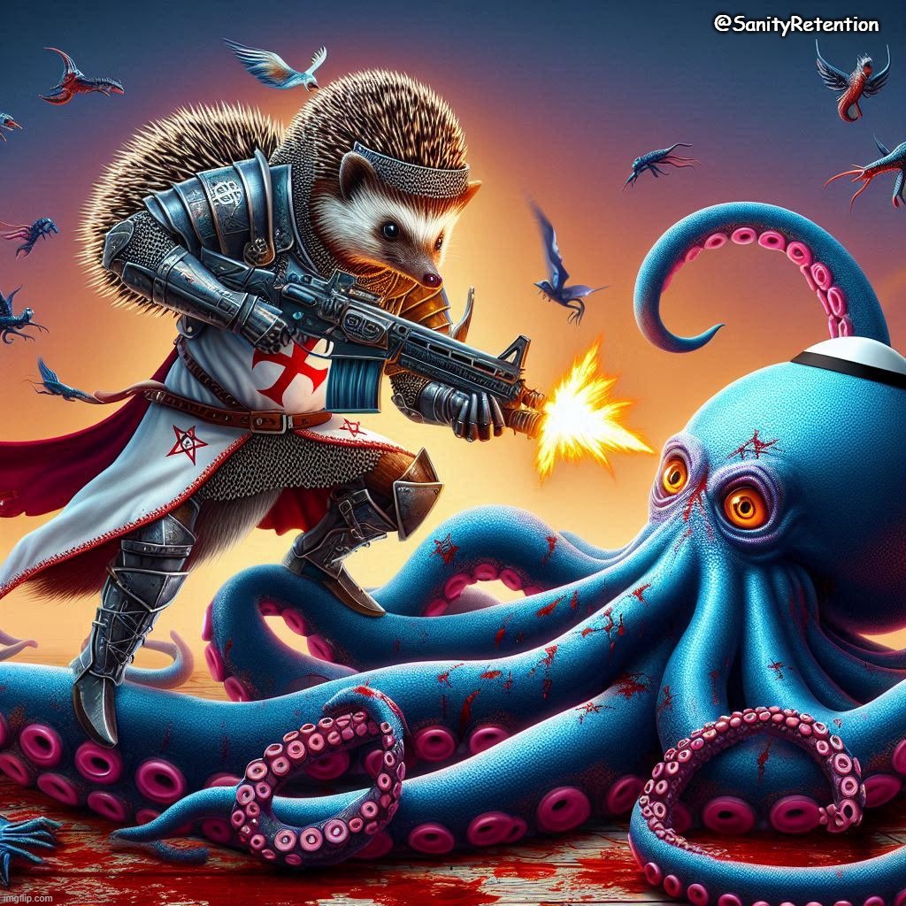 SanityRetention's tweet photo. CAN'T STOP THE HOG!
#DALLE3 #BingAI #BlueOctopus