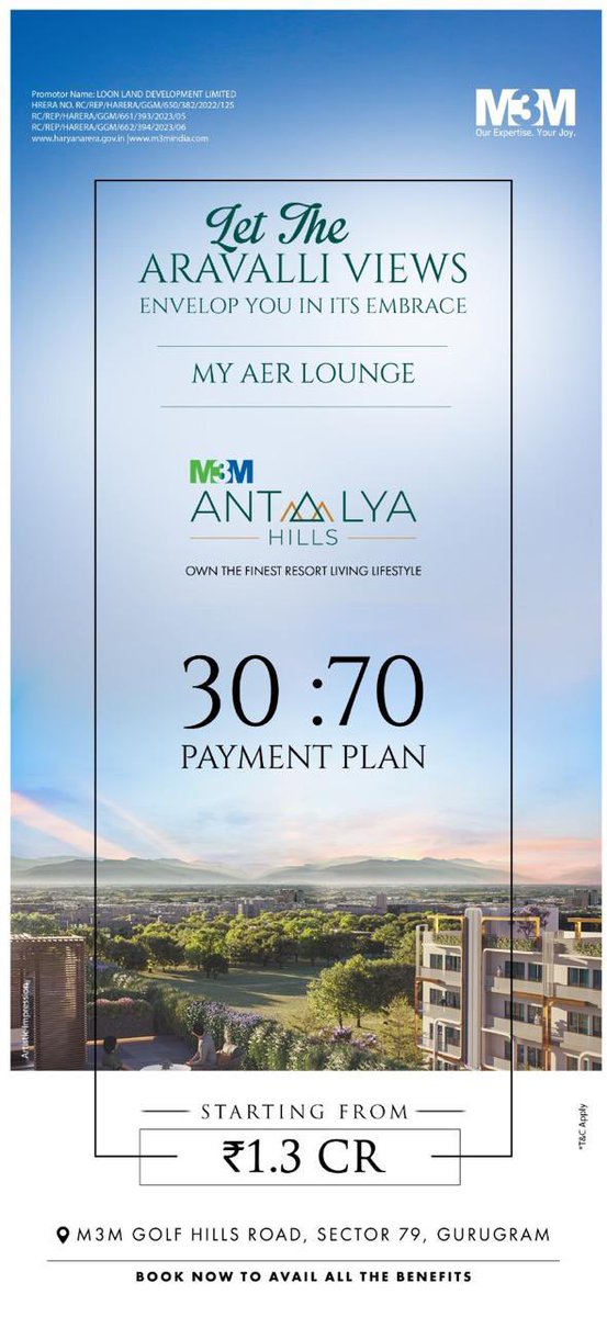Magnetrealtors's tweet photo. Enjoy a hill life &amp; book your residential flat in the location surrounded with natural beauty.

M3M Antalya Hills is the destination for all nature lovers.1.5/2.5 and 3.5 premium floors at Sector 79,Gurgaon.

#m3mantalyahills #naturelovers #gurgaonproperties #luxuryfloors https://t.co/e6Uupd3Xxc