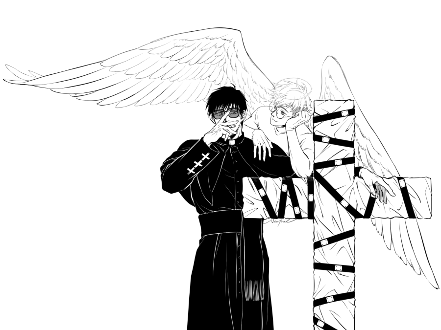 Neutral_TS's tweet photo. Trimax Wolfwood / Tristamp Vash

the priest &amp; the angel &amp; the ...?

*click to reveal
*pls turn off dark mode https://t.co/zwuVIimMmu