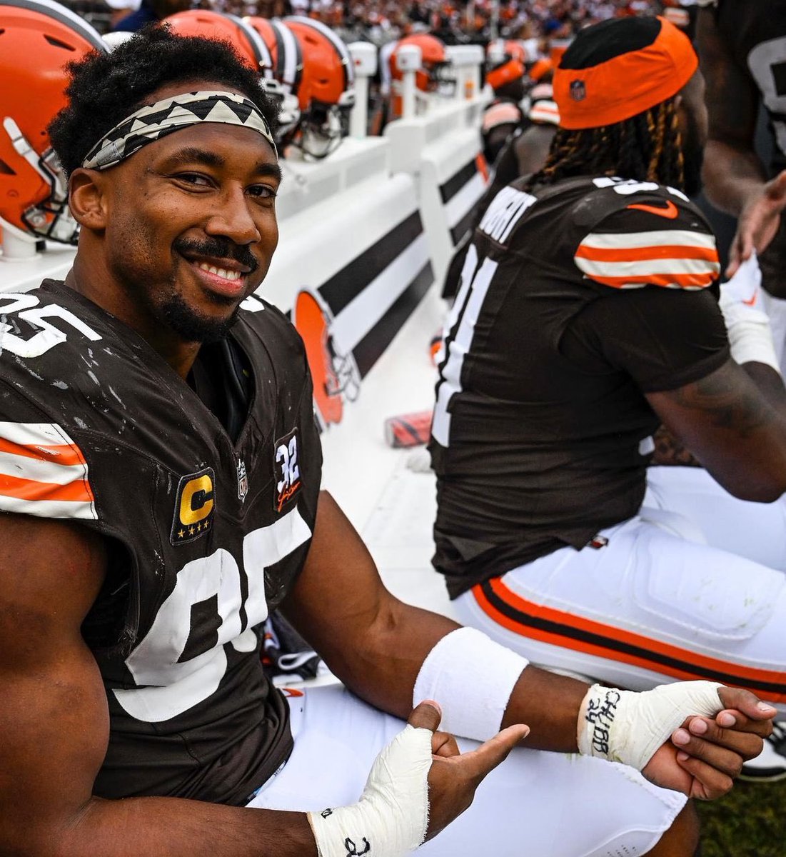 Aditi Kinkhabwala to Myles Garrett:

"Myles, you're the first DPOY in Cleveland Browns history how do you follow that up?"

Myles: "How about the first Super Bowl victory in Browns history?"