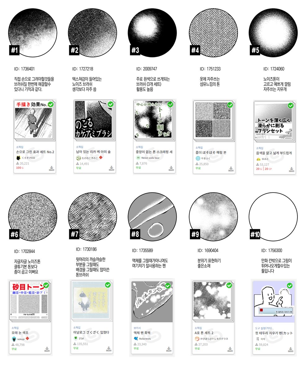 흑백만화 소재추천...

다운로드가 적은 소재들로 가져오려고했는데...
이거 생각보다 품이 많이드네요 일단 10개만~
저도 아직 갈길이 멀지만~ 톤칠은 소재를 쓰면 난이도가 약간은 낮아지는것같습니다 다들화팅