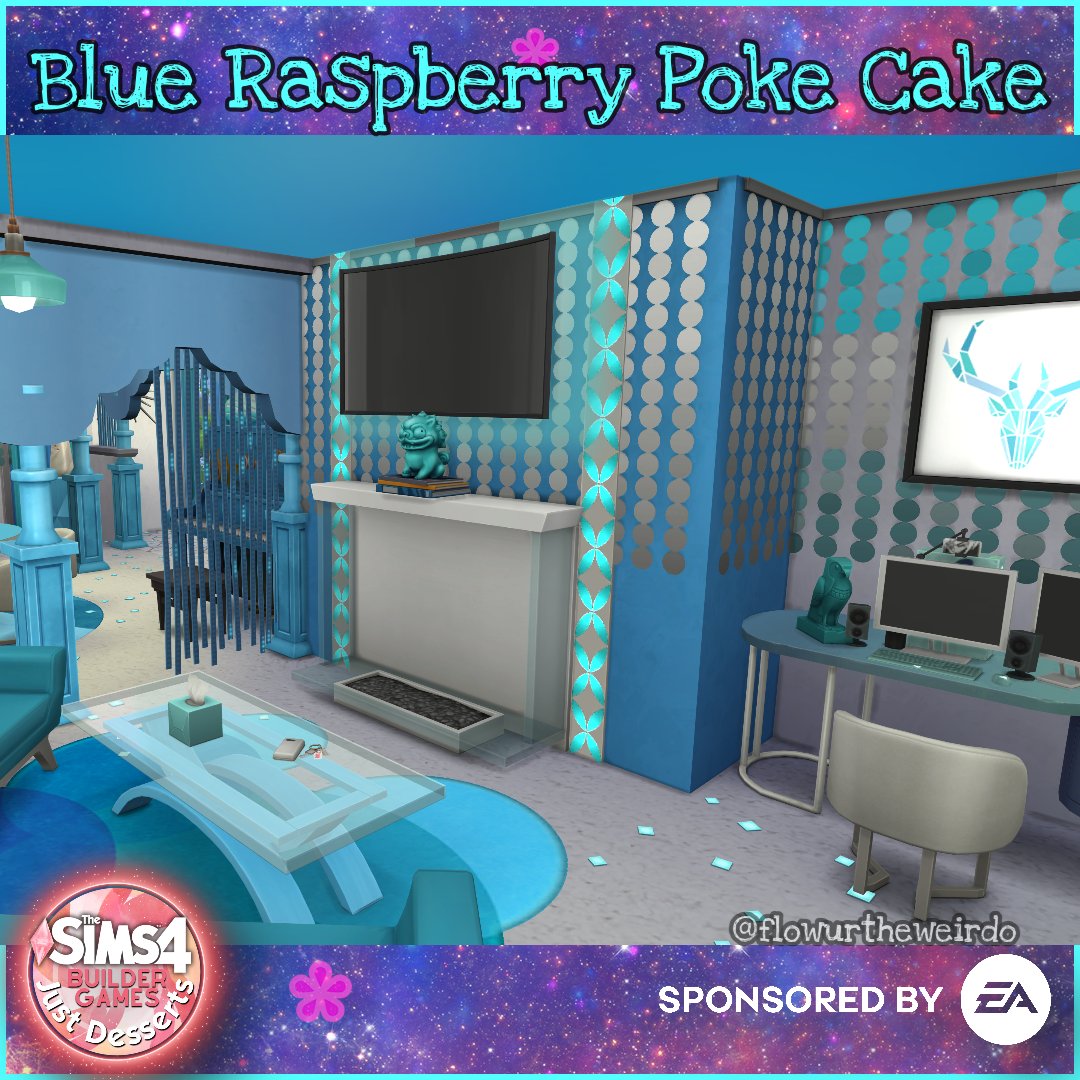 FlowurTheWeirdo's tweet photo. Blue Raspberry Poke Cake.
#eapartner #eacreatornetwork 

My Build for @TS4BuilderGames  Just Desserts week 2: Cake Walk  

If you don’t know what poke cake is; it’s quite simple. You bake a white cake, poke holes in it and then pour non congealed gelatin into it. https://t.co/gLT5aT5xAF